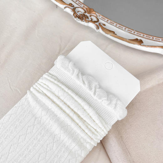 【59元3双】女士时尚菱格暗纹堆堆袜春夏时尚袜子白女袜【2612518】 商品图1