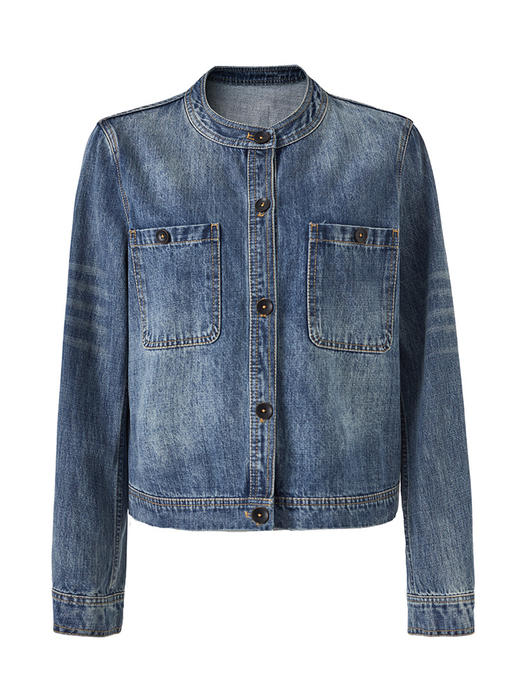 「高货wl」全新升级【铂金会员330/天猫449/差价119】(00936)洛诗琳复古丹宁风水洗棉圆领外套2026春夏新款通勤牛仔外套女 商品图4