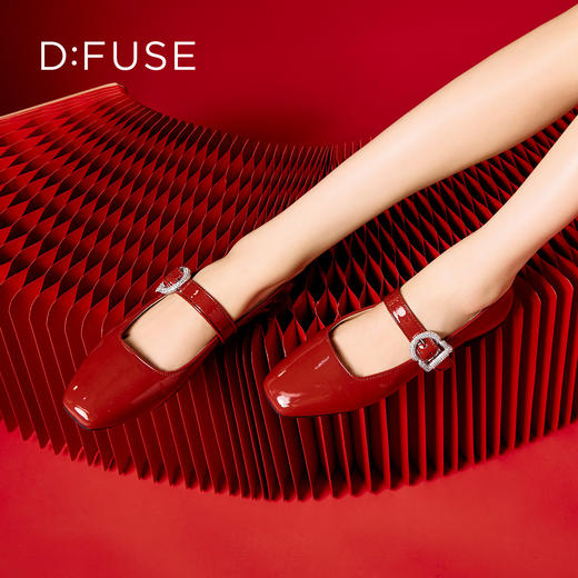 Dfuse迪芙斯2026春季新款多巴胺色彩方头舒适软底玛丽珍单鞋DFE1111111 商品图1