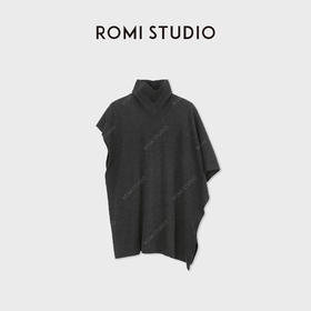 ROMI STUDIO100扬子精纺羊毛慵懒感蝙蝠袖高领披肩毛衫RWDSSU2402