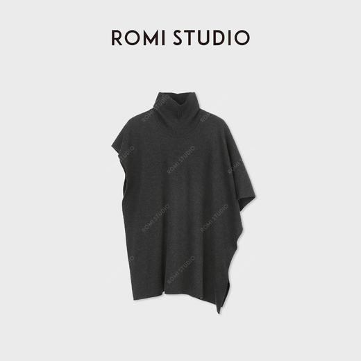 ROMI STUDIO100扬子精纺羊毛慵懒感蝙蝠袖高领披肩毛衫RWDSSU2402 商品图0