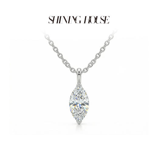 Ease·Shining系列 ShiningHouse[培育] 18k金钻石吊坠 圆钻形椭圆形水滴形公主方形心形马眼形人工真钻人造钻石K金吊坠简约钻石吊坠【此商品不支持7天无理由退货退款】（单吊坠） 商品图13