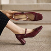阿么手工女鞋真皮高跟一字带单鞋浅口女复古高级感玛丽珍鞋6.5CM 商品缩略图4