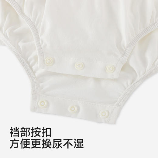 【精梳棉】英氏婴儿衣服夏季女宝宝短袖连体衣夏季珍珠白简约薄款蓬蓬包屁衣 商品图3