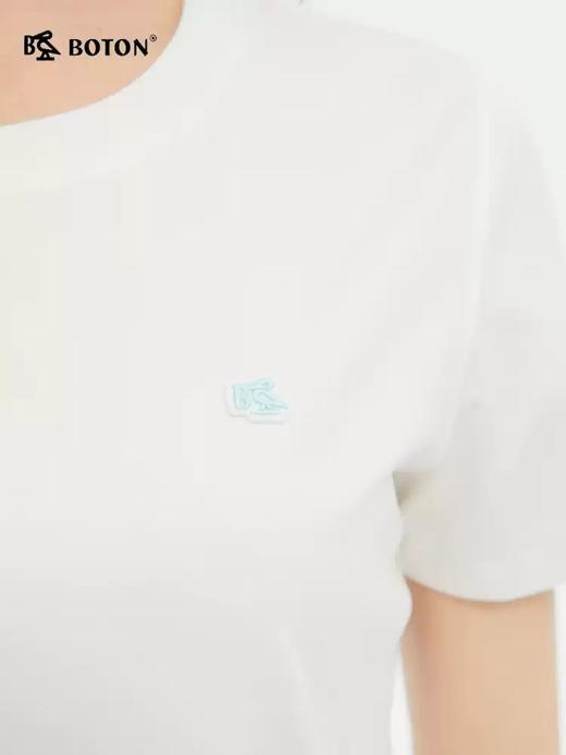 [棉麻混纺]波顿夏季女士圆领短袖t恤美式天丝高级感上衣LT325225 商品图4