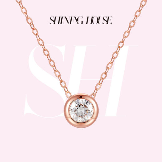 ShiningHouse[培育] 18k金钻石项链 圆钻形人工真钻人造钻石K金项链可调节简约钻石项链泡泡钻石项链悦己送礼臻选【此商品不支持7天无理由退货退款】预计3日发货 商品图0