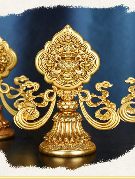 慧宝正品八吉祥七政宝黄铜藏式摆件佛前供奉金色吉祥八宝大小号 商品图1