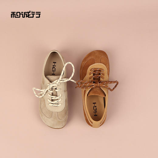 和诚行2026春季新款复古时尚百搭磨砂皮系带女式休闲鞋1930126 商品图4