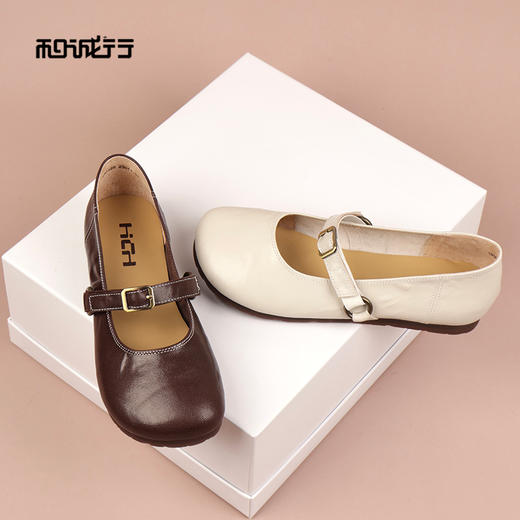 和诚行2026春季新款时尚可爱甜美风圆头一字扣带玛丽珍浅口休闲鞋1930125 商品图2