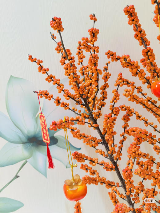 【心想柿橙】冬青 橙色 单枝 约1.3米 商品图1