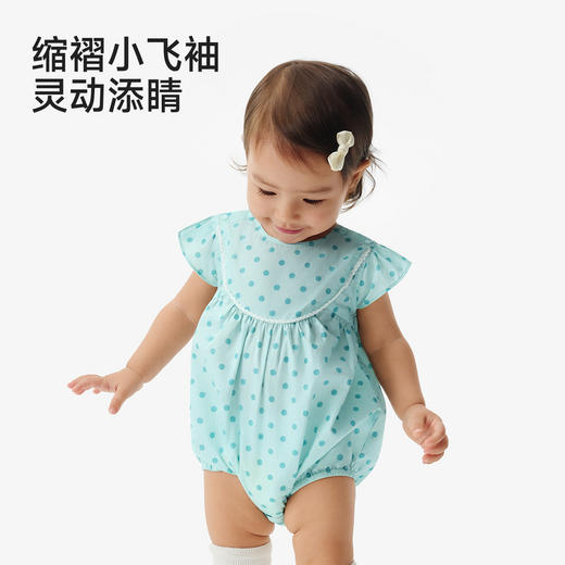 【100%精梳棉】英氏婴儿衣服夏季女宝宝波点清新连体衣碎花薄款连身衣休闲包屁衣 商品图3