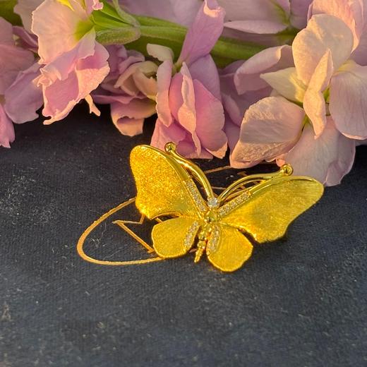 金丝羽蝶  重工拉丝蝴蝶胸针 银镀金首饰  （非质量问题 不支持退换货） 商品图0