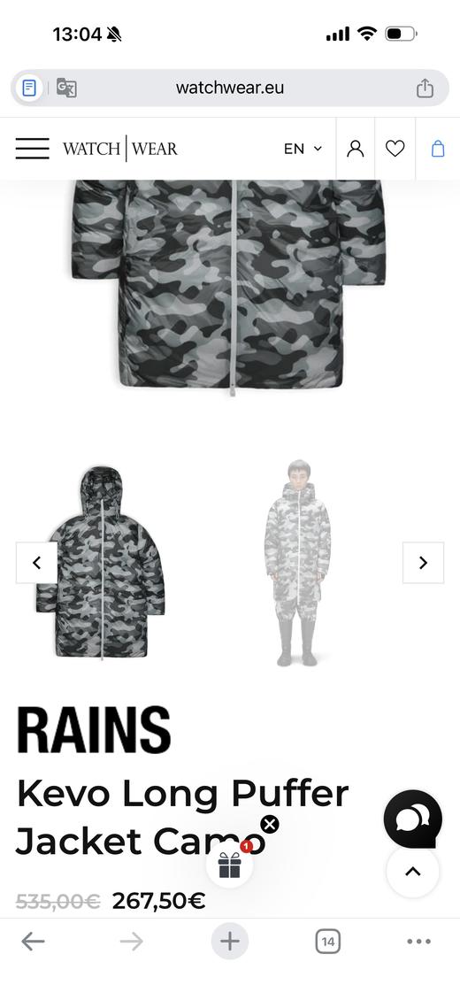 Rains长款超厚棉服防风防水正价535欧元 商品图1