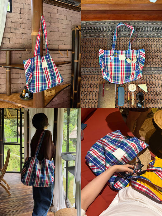 hidemi副线小h 小男孩色织格纹有机棉休闲宽松长袖衬衫外套长裤包方巾四件套 商品图3