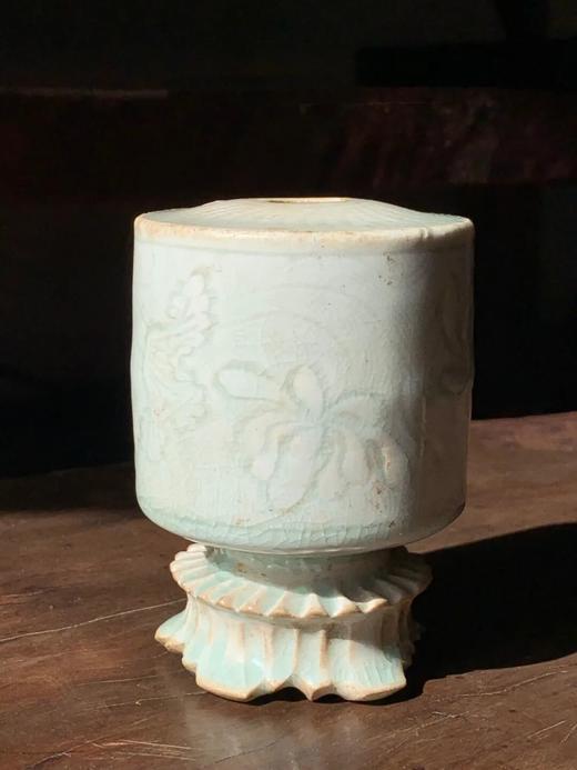 影青刻划水波莲池纹筒式香插，顺丰包邮 商品图0