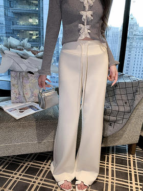 张心子【百搭裤王】抽绳高腰显瘦休闲裤女春季新款气质垂感微喇裤 U2602067