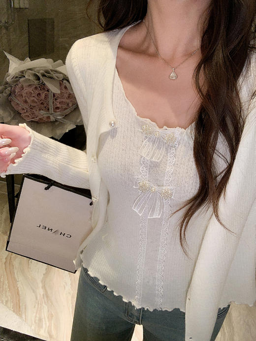 张心子【微甜百利】开衫吊带上衣两件套女春季新款时髦针织套装 U2602073 商品图7