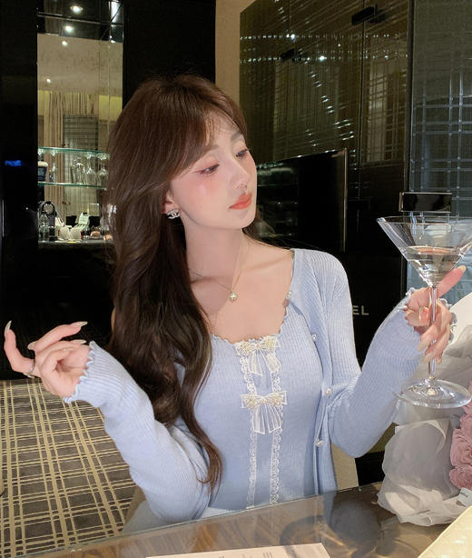 张心子【微甜百利】开衫吊带上衣两件套女春季新款时髦针织套装 U2602073 商品图6