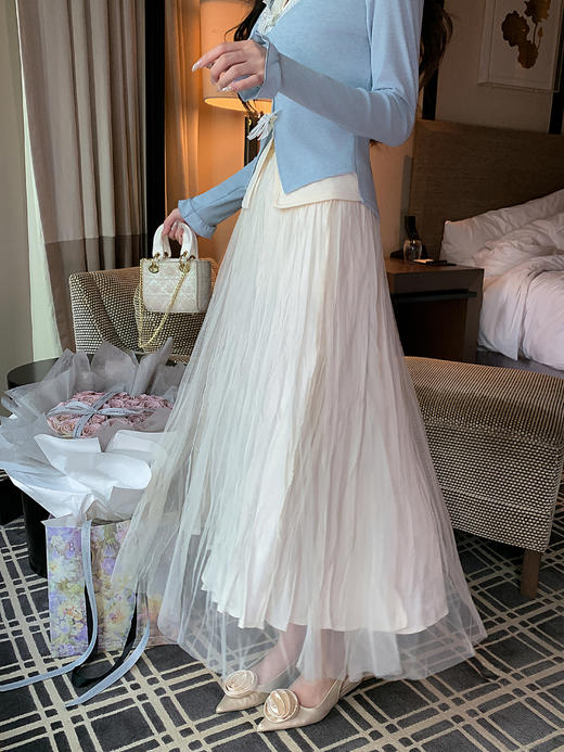 张心子【半糖主义】甜美假两件撞色针织衫女长袖早春新款修身上衣 U2602047 商品图11