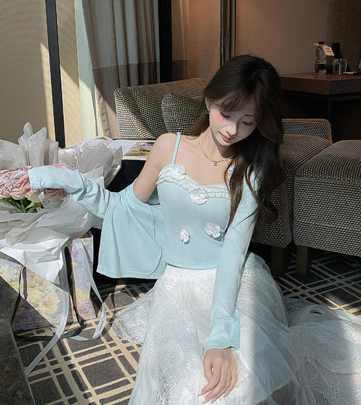 张心子【月光遐想】不规则超好看的网纱半身裙女中长款春装仙女裙 U2602072 商品图4