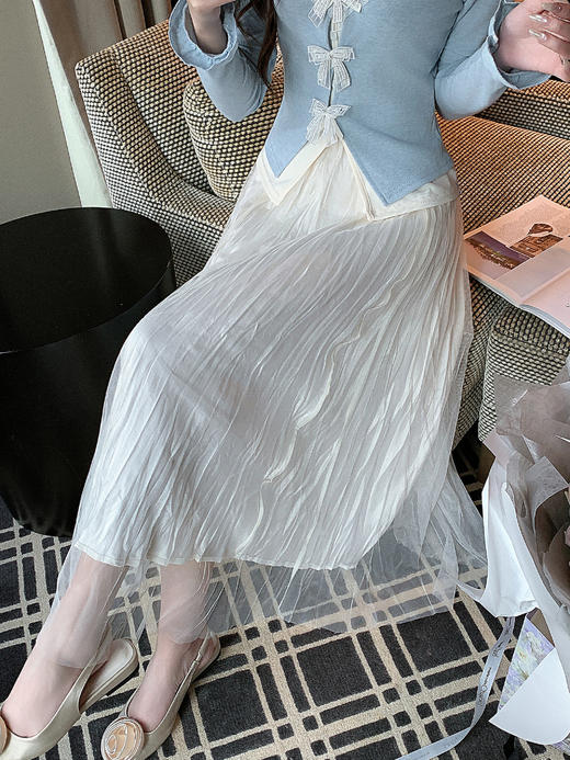 张心子【半糖主义】甜美假两件撞色针织衫女长袖早春新款修身上衣 U2602047 商品图5