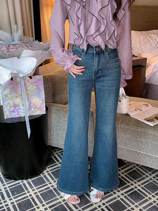 张心子【白日舒曼】撞色木耳边雪纺衬衫女春新款绝美独特洋气上衣 U2602064 商品图12