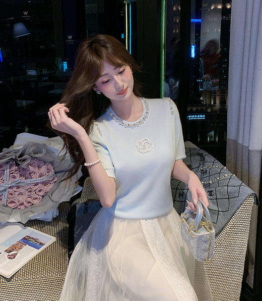 张心子【月光遐想】不规则超好看的网纱半身裙女中长款春装仙女裙 U2602072 商品图6