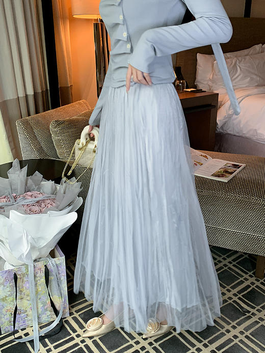 张心子【星夜微醺】纯欲设计感斜颈长袖上衣女春季褶皱显瘦打底衫 U2602050 商品图5