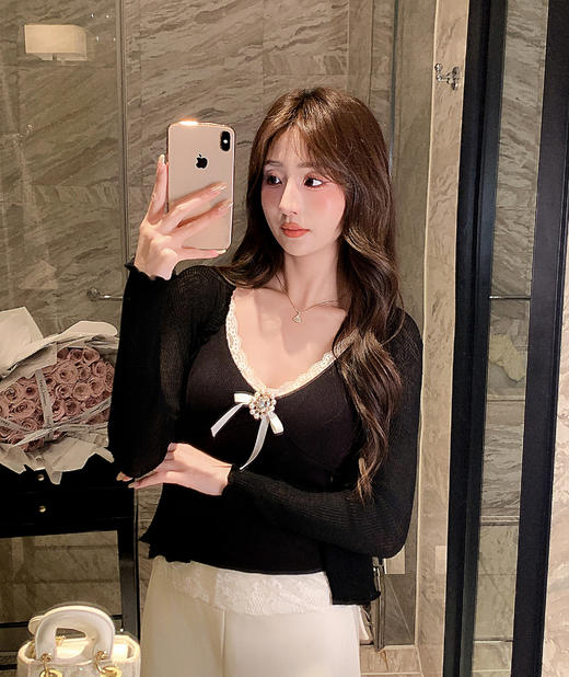 张心子【五色开衫】防晒针织外套女春日新款绝美木耳边长袖上衣 U2602083 商品图7