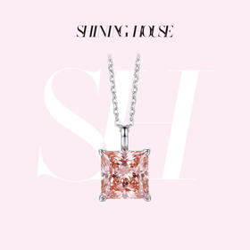 ShiningHouse[培育] 粉钻系列 18k金钻石吊坠 公主方形1克拉钻人工真钻人造钻石K金吊坠简约钻石吊坠卓越匠心奢耀臻献【此商品不支持7天无理由退货退款】预计3日发货（单吊坠）