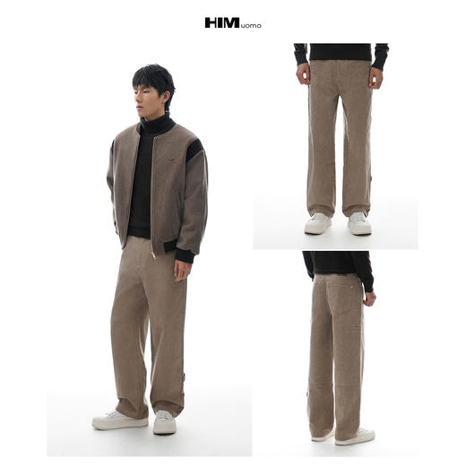 HIM漢崇【商场同款】水洗做旧斜纹耐磨休闲裤后腰织唛宽松直筒裤 商品图3