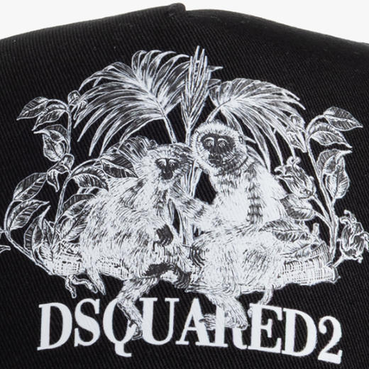 DSQUARED2 中性猴子徽标贴片棉质棒球帽 黑色 BCM0982 05C00001 2124 商品图2