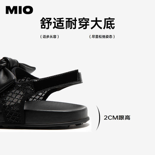 【上新】MIO米奥厚底镂空勃肯凉鞋女2026夏季新款蝴蝶结后空外穿平底拖鞋M263126215 商品图4