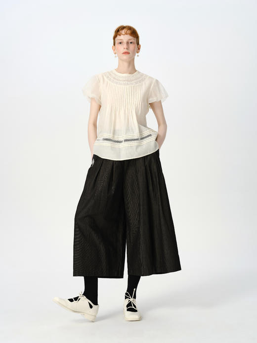 Renlisu 26SS 米白色丝棉蕾丝拼接上衣 商品图0