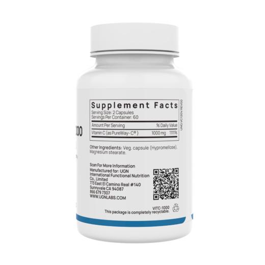 UGN高吸收脂化维生素C1000胶囊（120粒/瓶）专利PureWay-C®，高生物利用度VC 商品图3