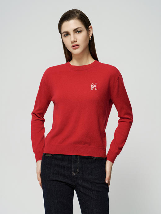 【半价款羊绒套衫】羊绒世家秋冬新品女士100%山羊绒圆领针织套衫 商品图1