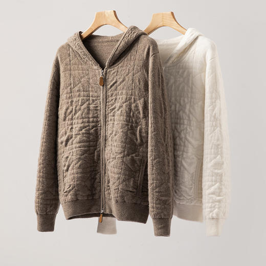 100%Baby小山羊绒~连帽羊绒开衫女加厚菱形格外套BABY260511 商品图2