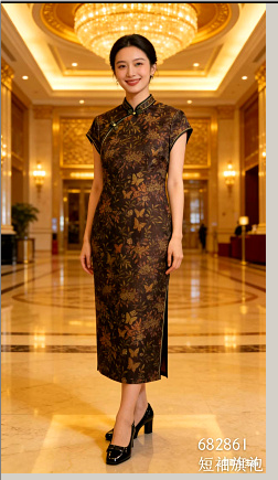 682861春上新 短袖旗袍