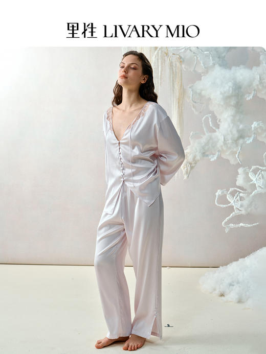 里性 LIVARY MIO 独白 法式真丝蕾丝刻花家居服套装长袖可外穿睡衣 商品图2
