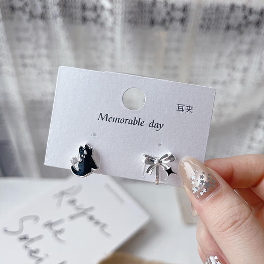 黑色小猫咪蝴蝶结卡通萌宠系列耳夹纪念日百货门店同款164893212 商品图2