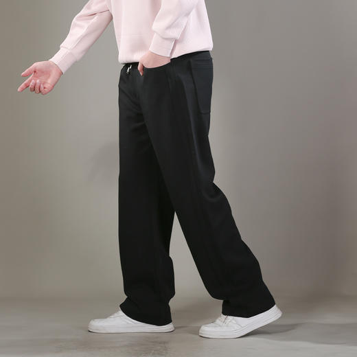 DRONKOO 2026 抽绳松紧腰两侧压线破边中厚休闲长裤 商品图1