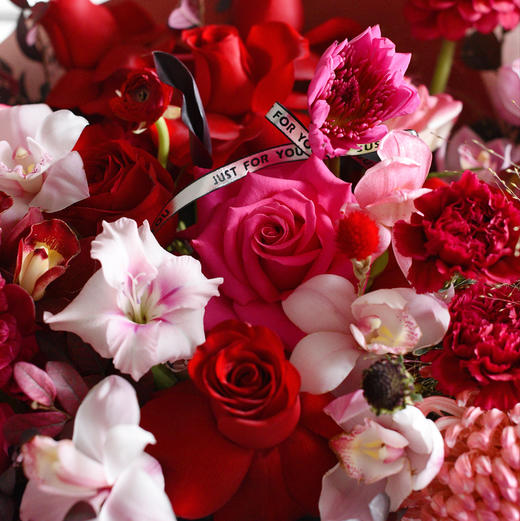 《福气满满》高原红红掌大花蕙兰大丽花花束 商品图4