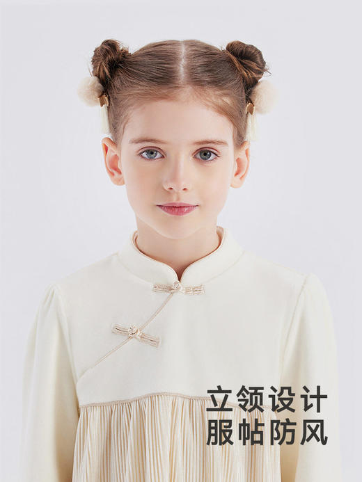 英氏女童连衣裙秋冬春季灯芯绒中式宝宝裙子秋冬YRLAJ42345A 商品图3