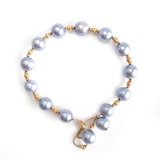 【天然正品】AU750精品黄金镶天然近完美约8.2MM akoya blue rose海水珍珠手链8.2MM（皆取最大值）220126TJ20 商品图0