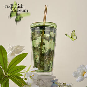 大英博物馆博物志系列蝴蝶翩翩双层玻璃吸管杯