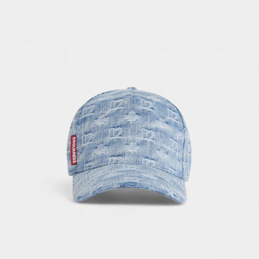 DSQUARED2 中性字母徽标牛仔棒球帽 蓝色 BCM0968 10108752 3098 商品图0