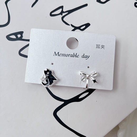 黑色小猫咪蝴蝶结卡通萌宠系列耳夹纪念日百货门店同款164893212 商品图4