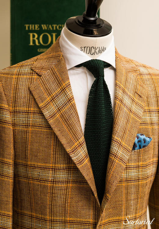 Cesare Attolini 橘色格纹亚麻单西 商品图4