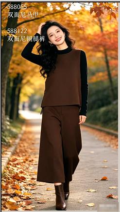 588055马甲双面呢羊毛套装马甲上衣588122阔腿裤 商品图0