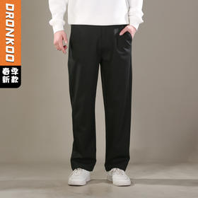 DRONKOO 2026 半松紧腰左口袋压线织唛斜纹小直筒中厚休闲长裤